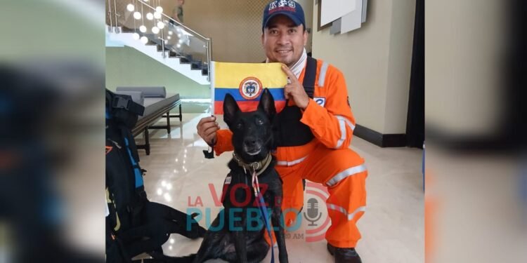 Un rescatista de Ibagué y su perro participaron en la búsqueda de sobrevivientes tras los terremotos en Venezuela
