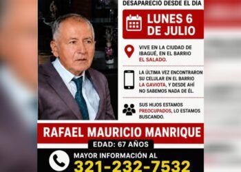 Buscan a adulto mayor desaparecido en Ibagué desde el 6 de julio