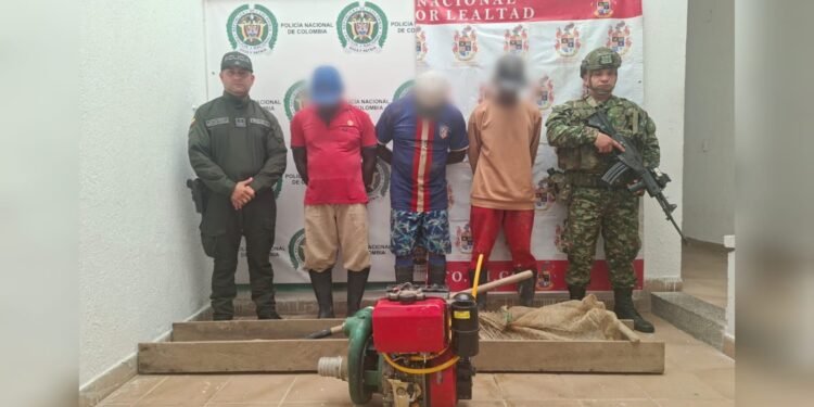 Tres capturados tras minería ilegal en Coyaima
