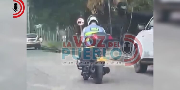 Graban a un agente de tránsito usando el celular mientras conducía y, al parecer, cruzando semáforos en rojo en Ibagué