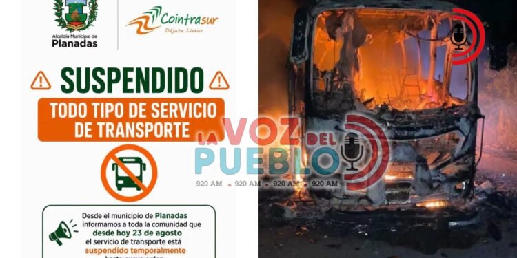 Servicio de transporte fue suspendido en Planadas tras incendio de un bus