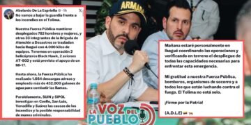 Presidente Abelardo de La Espriella llegará mañana a Ibagué para coordinar operaciones contra los incendios en el Tolima