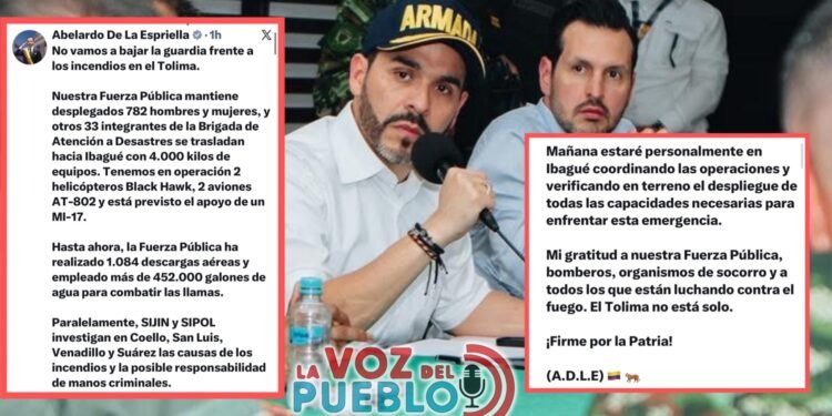 Presidente Abelardo de La Espriella llegará mañana a Ibagué para coordinar operaciones contra los incendios en el Tolima