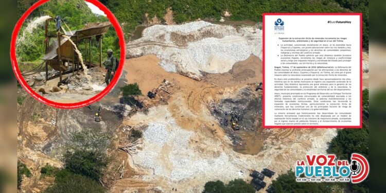 27 homicidios y cerca de 200 máquinas: Defensoría advierte que la minería ilegal está desbordando al sur del Tolima