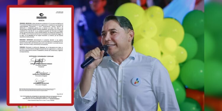 Procuraduría revocó fallo disciplinario de Andrés Hurtado