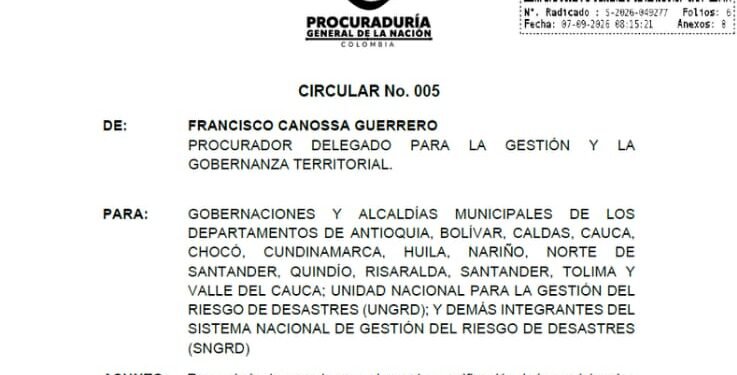 Llamado de la Procuraduría a Alcaldías y Gobernaciones luego del terremoto