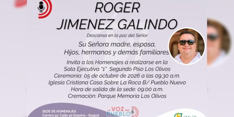Hoy será el último adiós al empresario Roger Jiménez Galindo en Ibagué